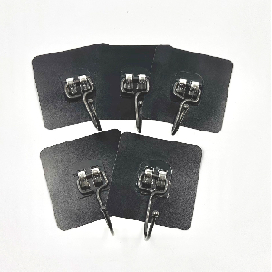 무타공 180도 회전 부착 접착 걸이 고리 후크 블랙 5p