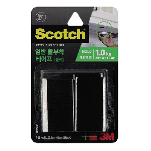 3M)스카치 일반형 탈부착 테이프 (2.5cm x 5cm 4쌍) 블랙