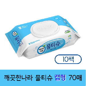 [캡형] 깨끗한나라 물티슈 페퍼민트 70매 1박스 (10팩)