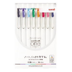 미쯔비시)유니볼one겔펜(UMN-S-38-8C/0.38mm/8색세트)
