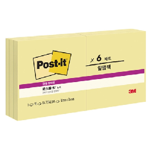 3M)포스트-잇 강한점착용 노트 알뜰팩 (654-6/노랑)