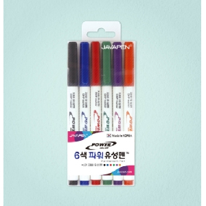 자바)파워유성펜(네임펜/6색세트)