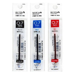 마이펜)3색볼펜 리필심(0.7mm/빨강)-다스(12개입)