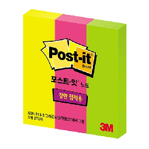 3M)포스트-잇 강한점착용(613/그리움노랑,핫핑크,새싹그린)