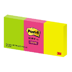 3M)포스트-잇 강한점착용(653-3/그리움노랑,핫핑크,새싹그린)