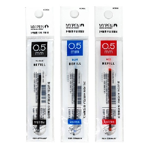 마이펜)3색볼펜 리필심(0.5mm/검정)-다스(12개입)