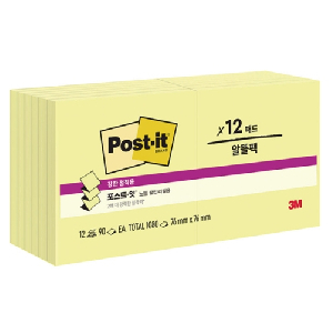 3M)포스트-잇 강한점착용 팝업리필 알뜰팩 (KR330-12/노랑)
