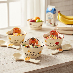 With 시리얼볼 350ml + 스푼 세트