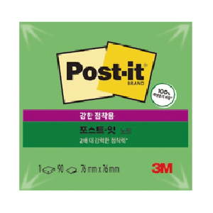 3M)포스트-잇 강한점착용(654-SSN/럭키그린/76*76mm)