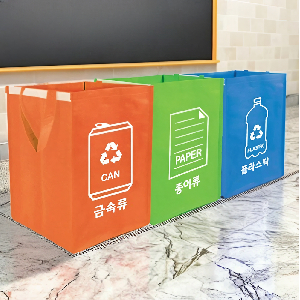 재활용 쓰레기 분리수거 함 가방 통 가정용 원룸 3단 3종 세트 오픈형