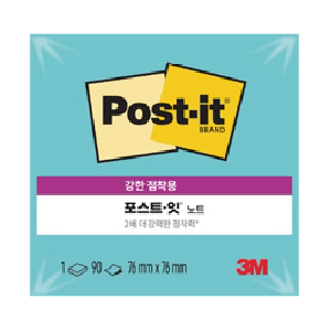 3M)포스트-잇 강한점착용(654-SSN/아쿠아/76*76mm)