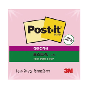 3M)포스트-잇 강한점착용(654-SSN/러블리핑크/76*76mm)