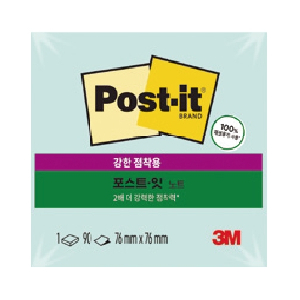 3M)포스트-잇 강한점착용(654-SSN/애플민트/76*76mm)