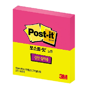 3M)포스트-잇 강한점착용(650/핫핑크,그리움노랑)