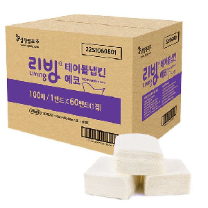 (한정특가판매) 삼정펄프 리빙테이블냅킨 에코 1박스 (100매*60밴드)