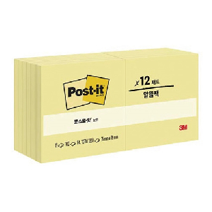 3M)포스트-잇 노트(654-12/노랑)